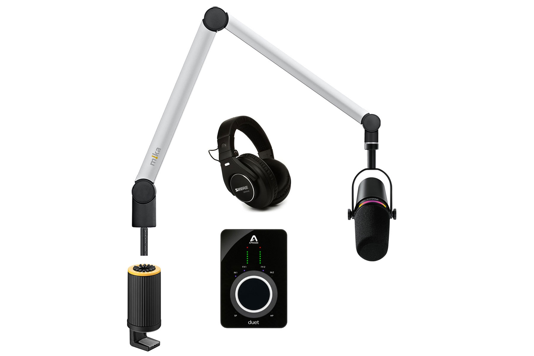Shure MV7 Basic Bundle Podcast Microphone and Desktop Mic Stand
